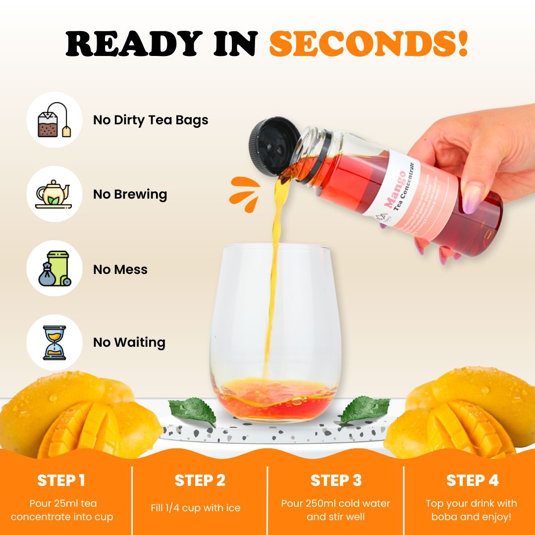 Bubble Tea Kit | Mango Fruit Bubble Tea with Popping Boba Bubble Tea Kit Tempo Tea Bar