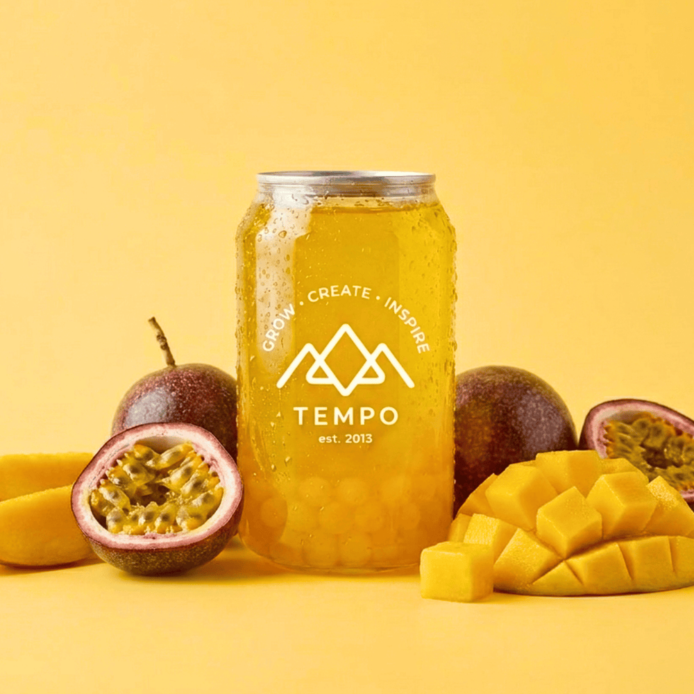 Bubble Tea Cans | Mango Fruit Tea with Passionfruit Popping Boba - 5 Pack (330ml)