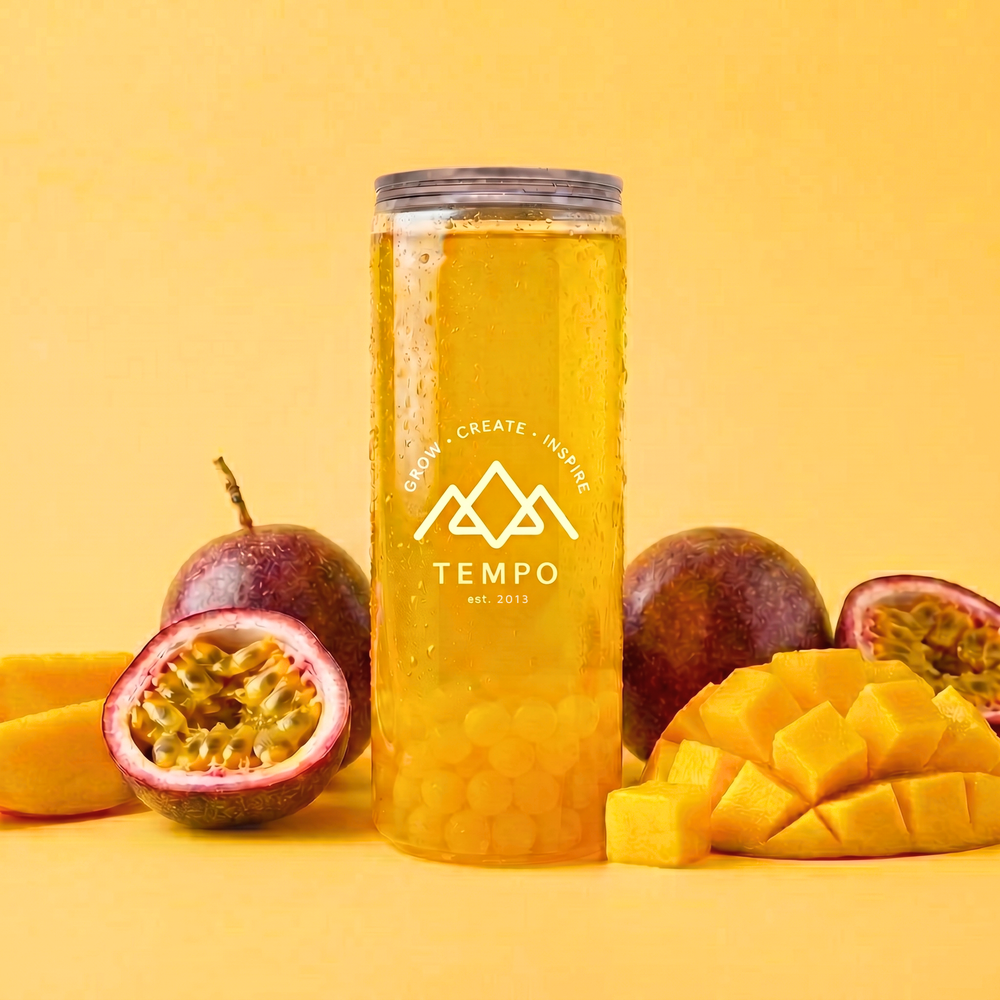 Bubble Tea Cans | Mango Fruit Tea with Passionfruit Popping Boba - 5 Pack (330ml)