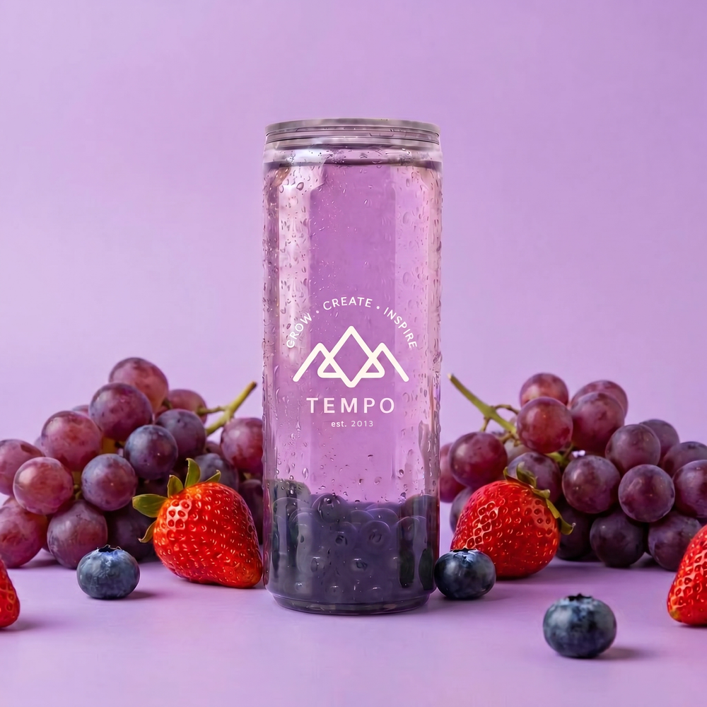 Bubble Tea Cans | Mixed Berry Fruit Tea with Blueberry Popping Boba - 5 Pack (330ml)