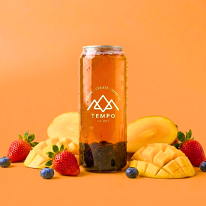 Bubble Tea Cans | Mangoberry Fruit Tea with Blueberry Popping Boba - 5 Pack (500ml)