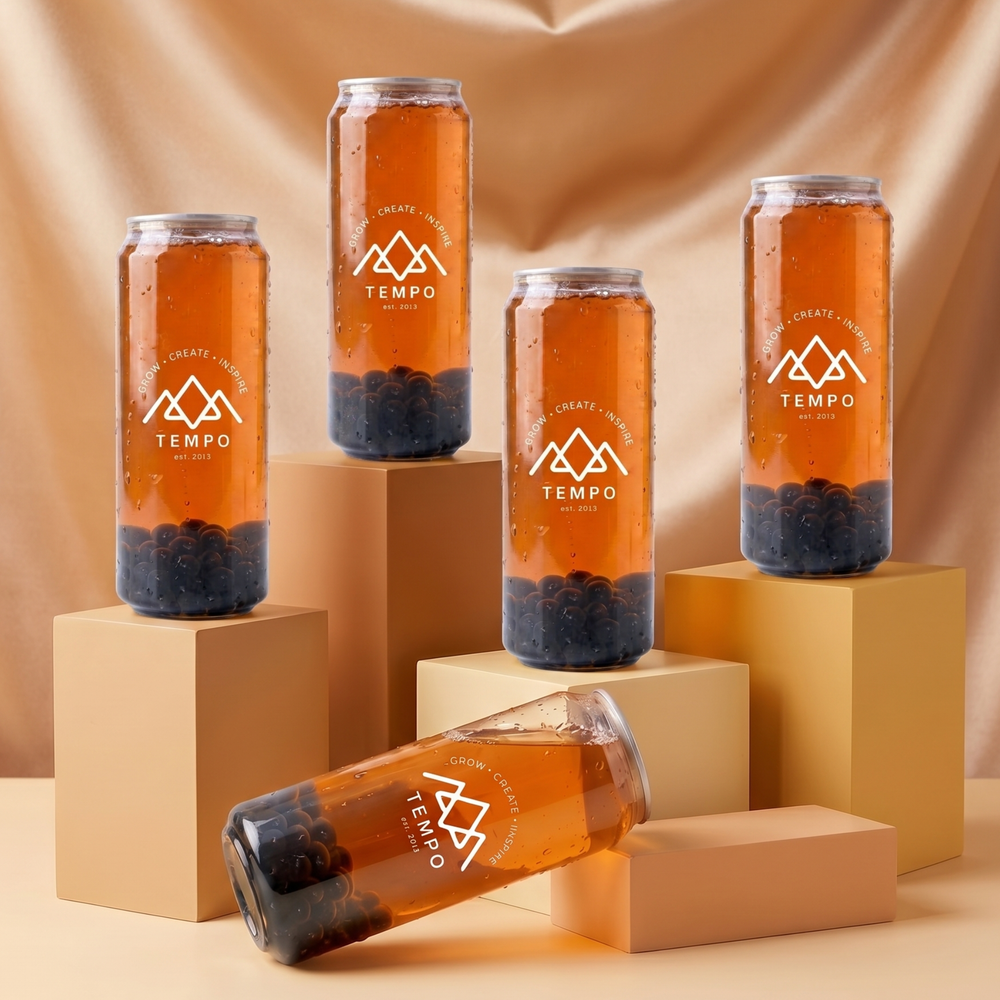 Bubble Tea Cans | Mangoberry Fruit Tea with Blueberry Popping Boba - 5 Pack (500ml)