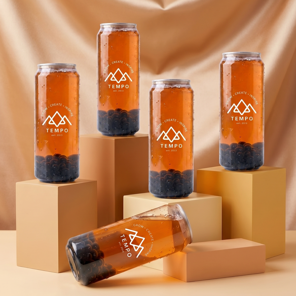 Bubble Tea Cans | Mangoberry Fruit Tea with Blueberry Popping Boba - 5 Pack (500ml)