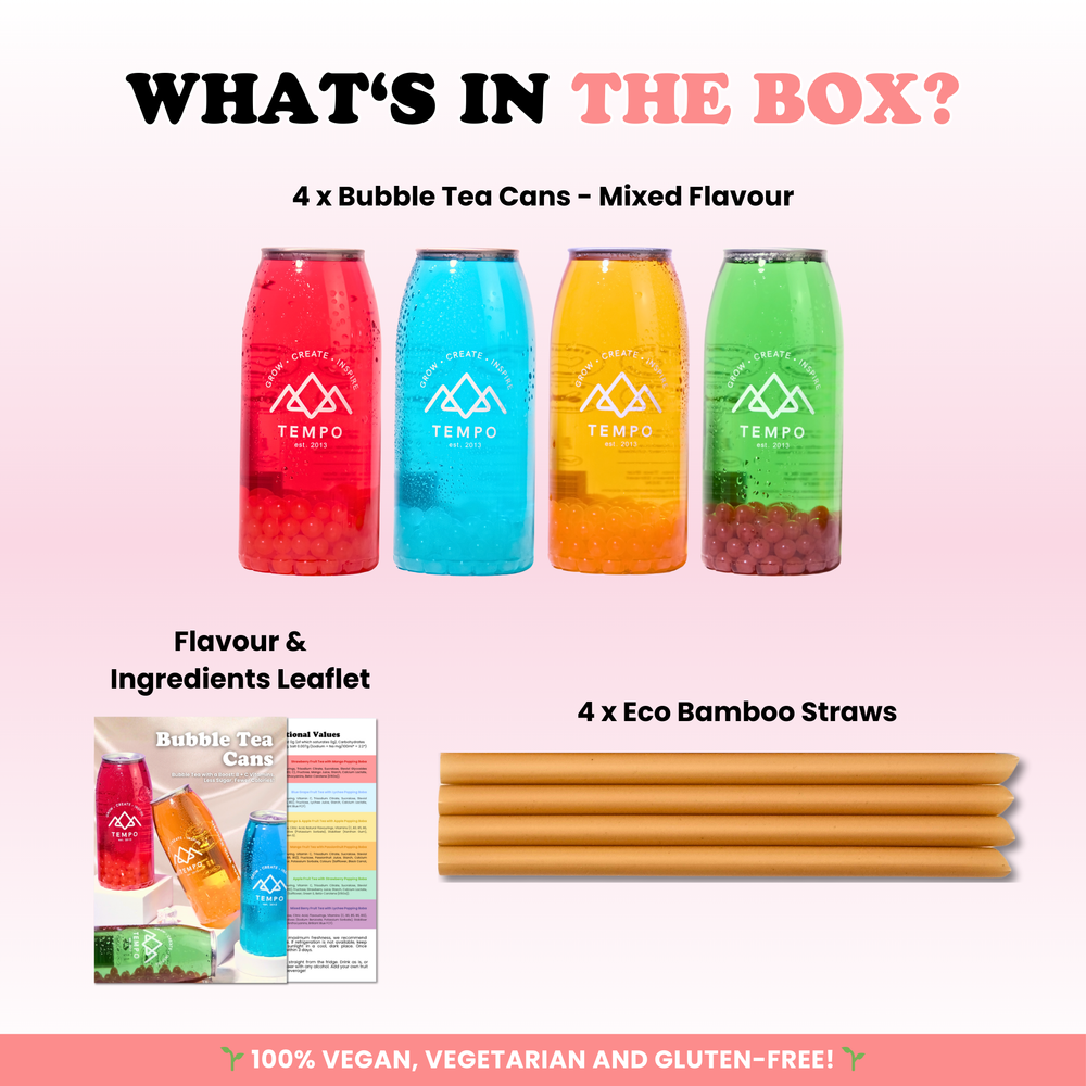 Bubble Tea Cans | Classic - Mixed 4 Pack Bubble Tea Tempo Tea Bar 