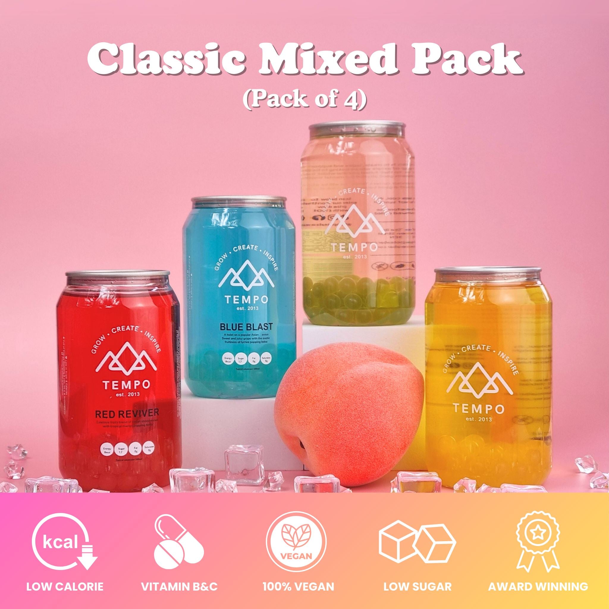 Bubble Tea Cans | Classic - Mixed 4 Pack Bubble Tea Tempo Tea Bar 