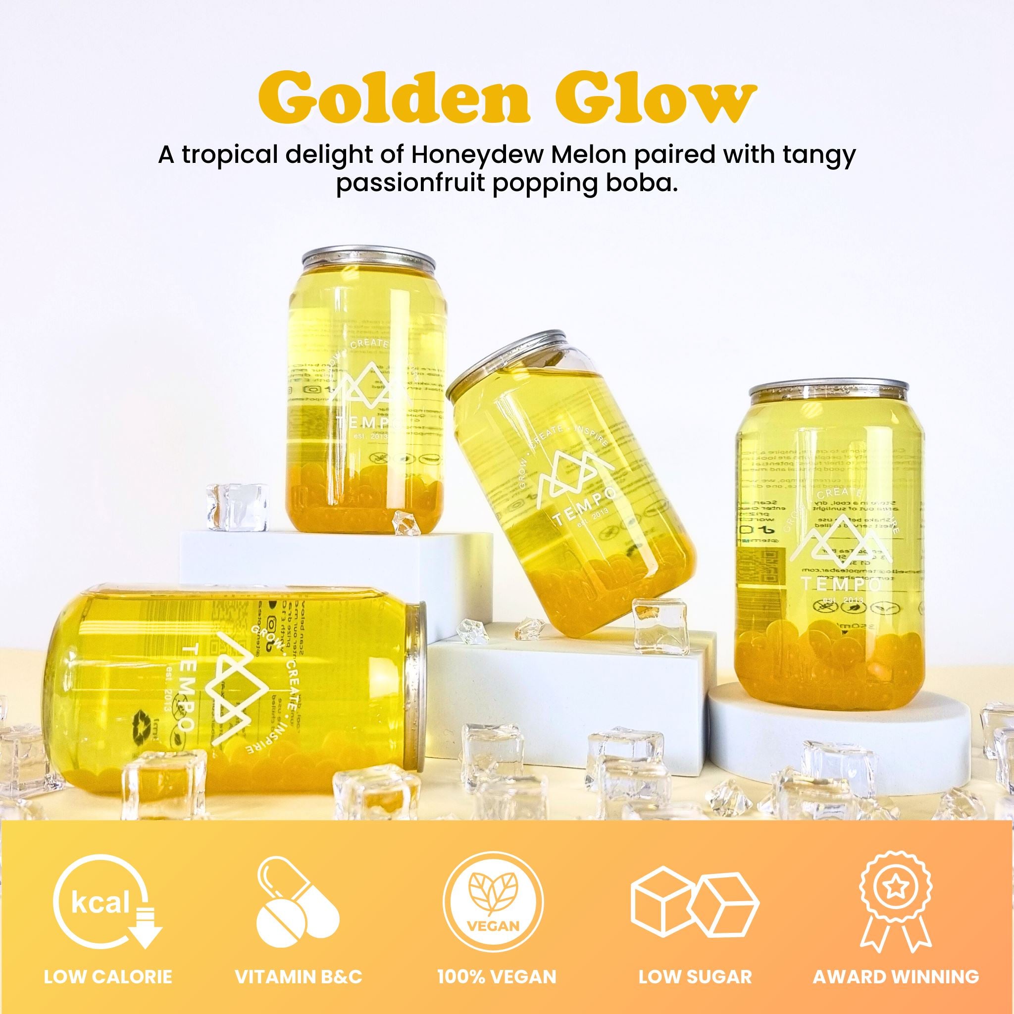 Bubble Tea Cans | Golden Glow - 4 Pack Bubble Tea Tempo Tea Bar 