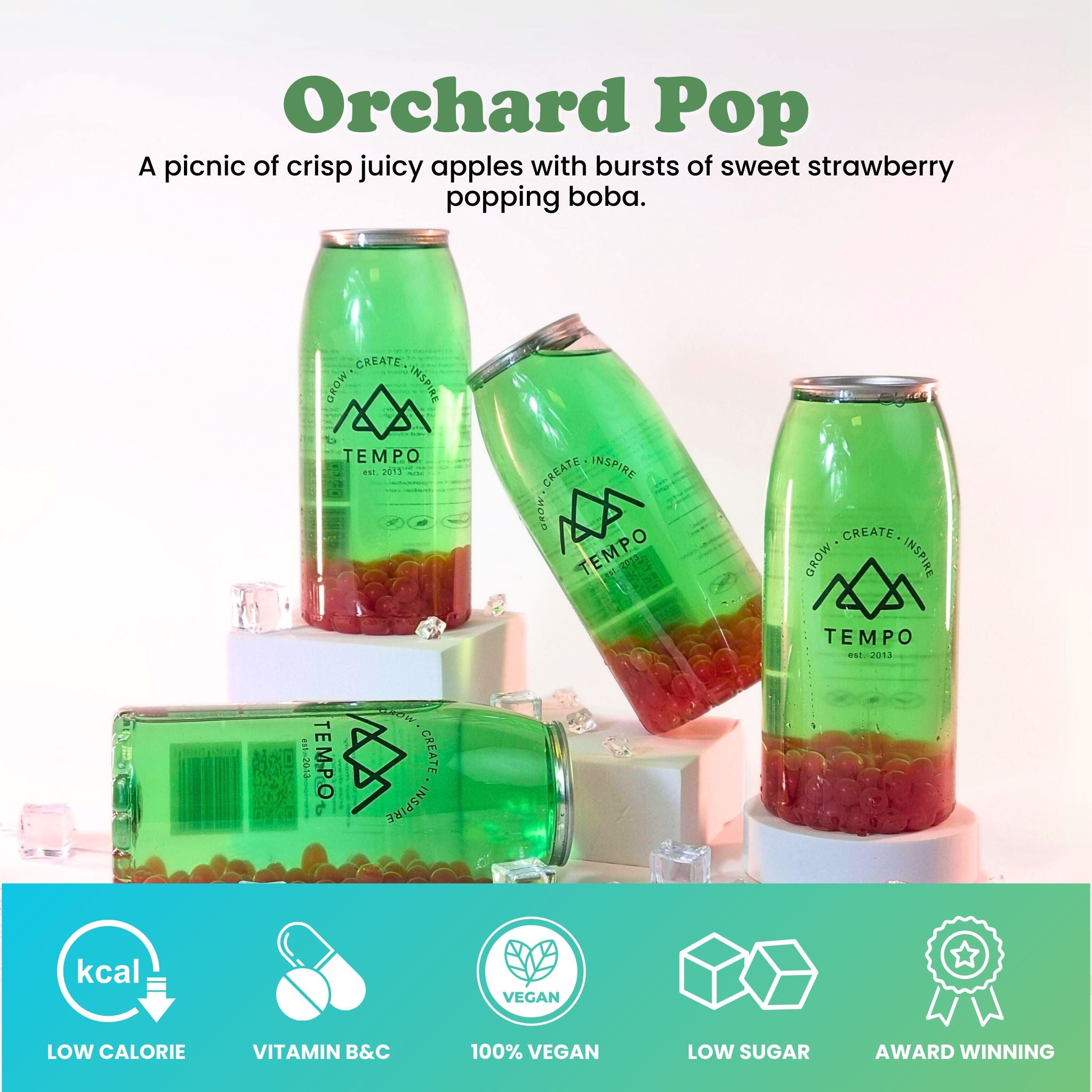 Bubble Tea Cans | Orchard Pop - 4 Pack Bubble Tea Tempo Tea Bar 