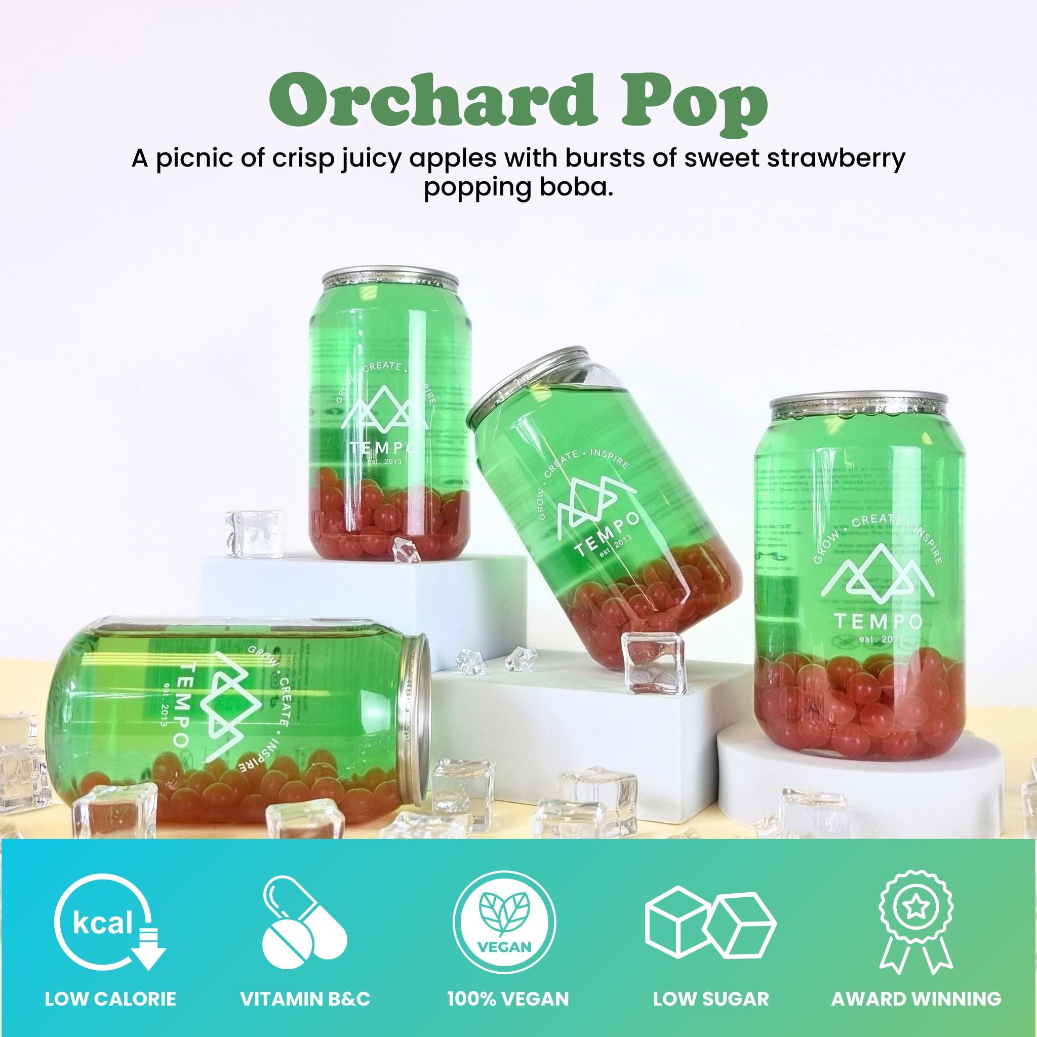 Bubble Tea Cans | Orchard Pop - 4 Pack Bubble Tea Tempo Tea Bar 