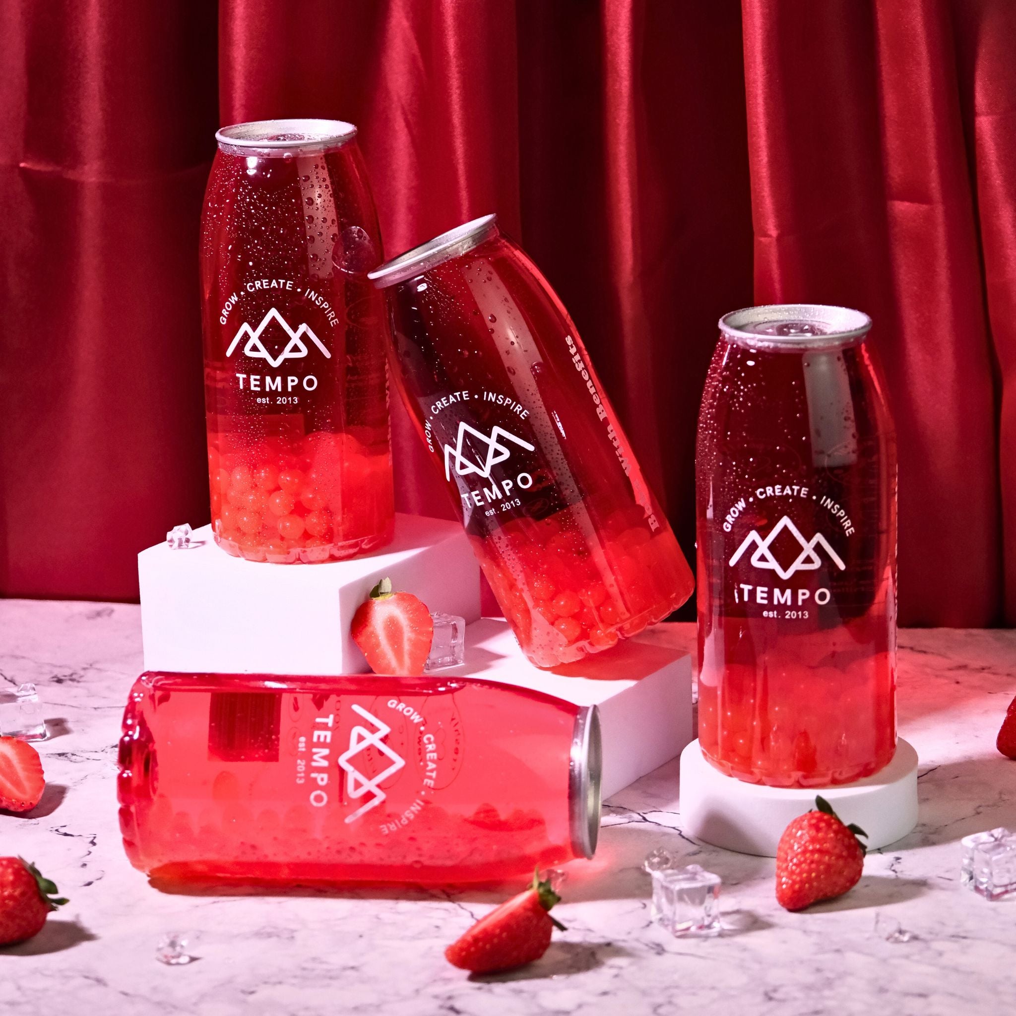 Bubble Tea Cans | Red Reviver - 4 Pack Bubble Tea Tempo Tea Bar 
