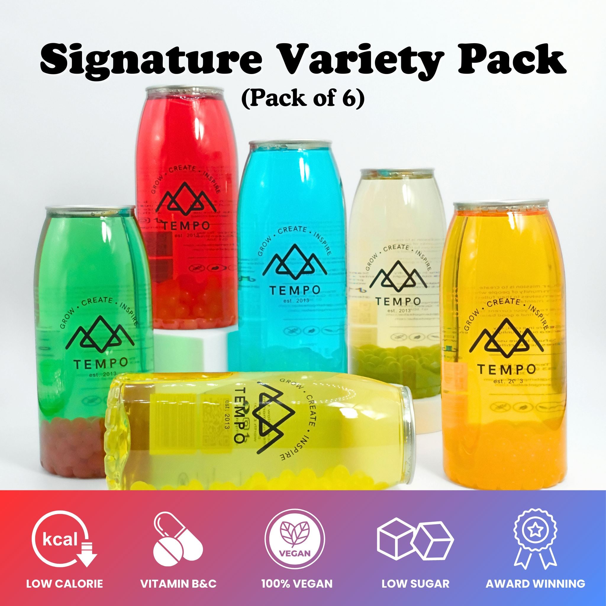 Bubble Tea Cans | Signature Variety - Mixed 6 Pack Bubble Tea Tempo Tea Bar 