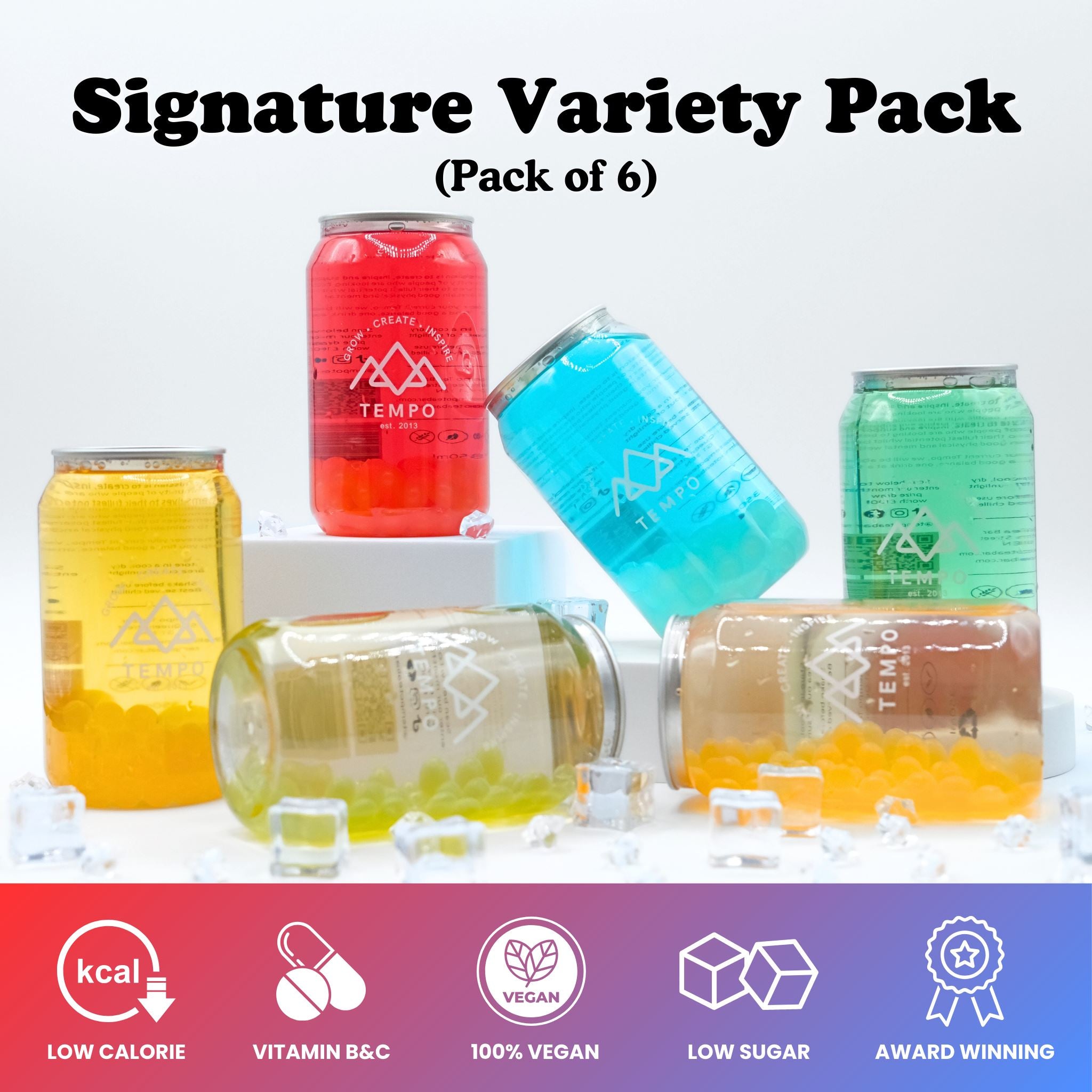 Bubble Tea Cans | Signature Variety - Mixed 6 Pack Bubble Tea Tempo Tea Bar 