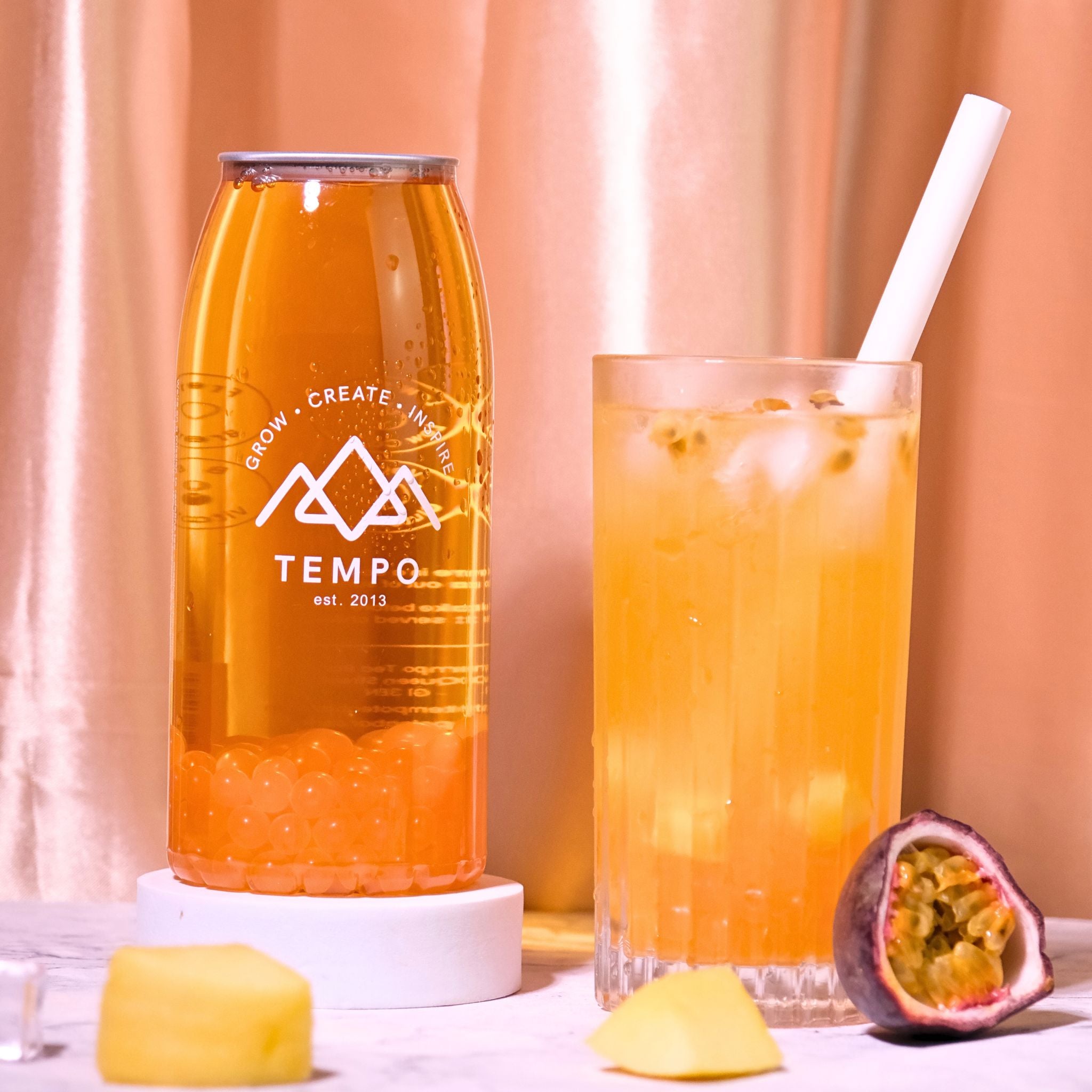 Bubble Tea Cans | Sunset Surge - 4 Pack Bubble Tea Tempo Tea Bar 