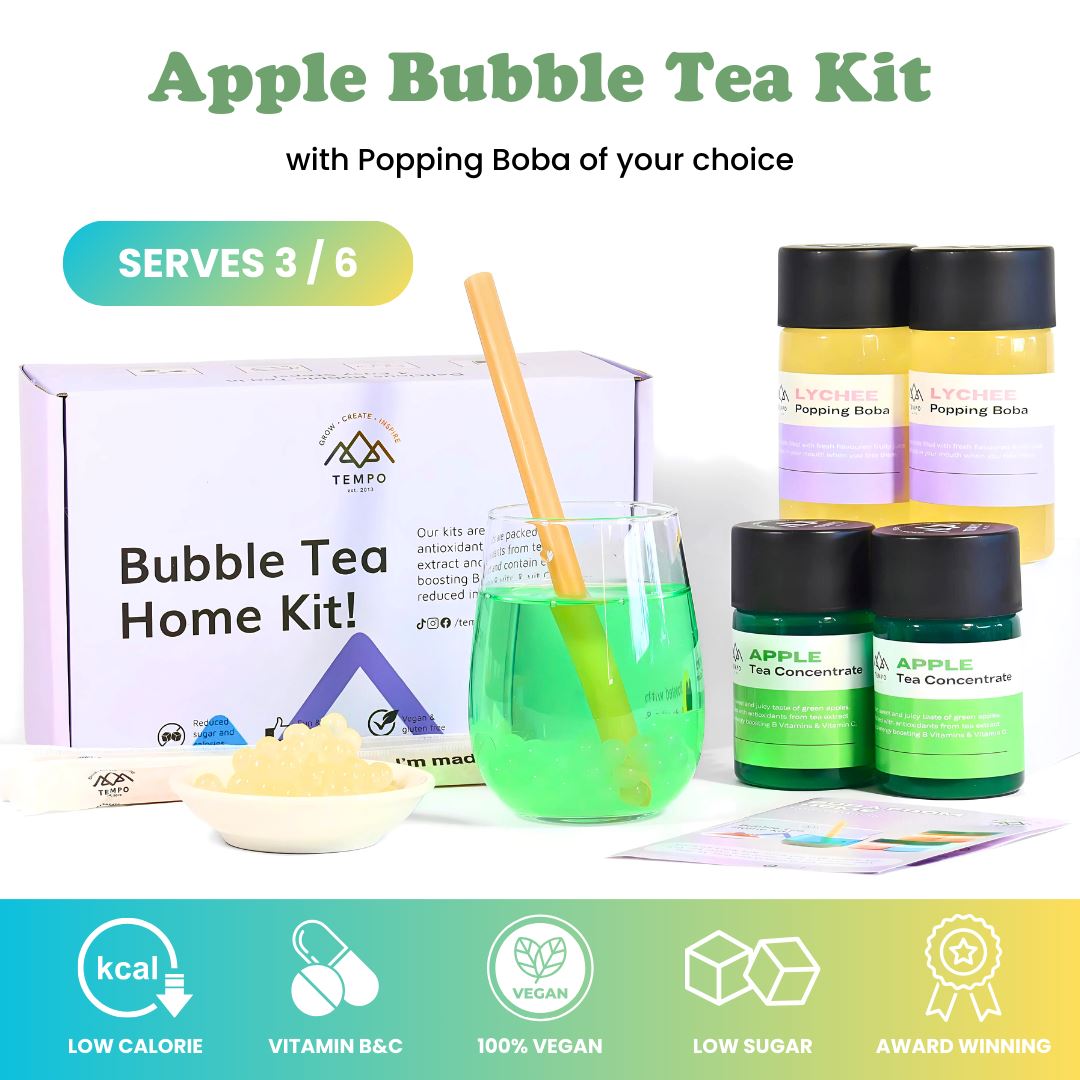 Bubble Tea Kit | Apple Fruit Bubble Tea with Popping Boba Bubble Tea Kit Tempo Tea Bar 