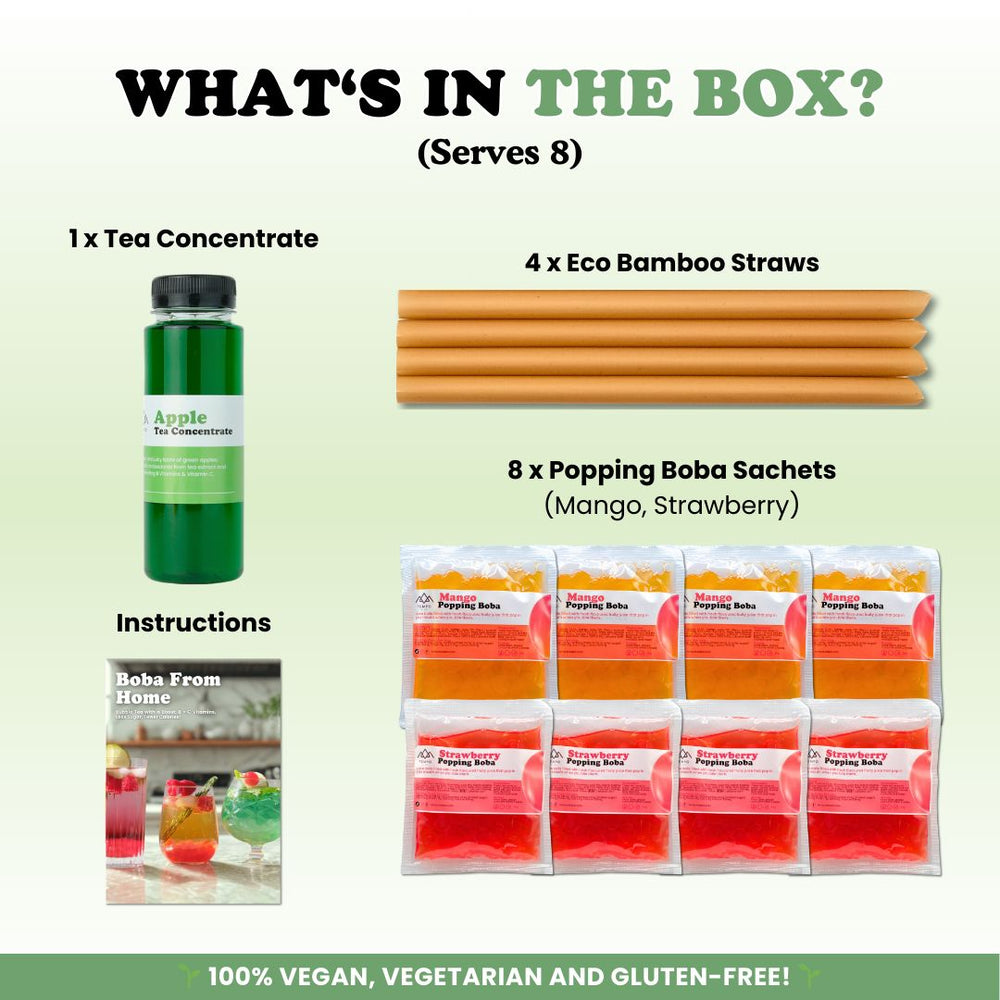 Bubble Tea Kit | Apple Fruit Bubble Tea with Popping Boba Bubble Tea Kit Tempo Tea Bar 