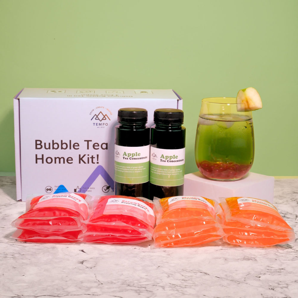 Bubble Tea Kit | Apple Fruit Bubble Tea with Popping Boba Bubble Tea Kit Tempo Tea Bar 