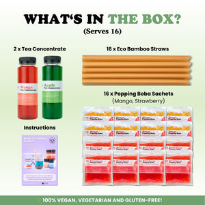 Bubble Tea Kit | Apple & Mango Fruit Tea with Popping Boba (serves 16) Bubble Tea Kit Tempo Tea Bar 