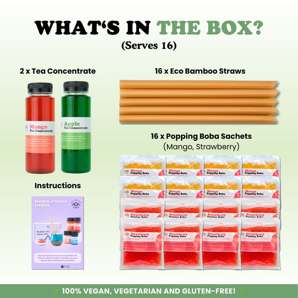 Bubble Tea Kit | Apple & Mango Fruit Tea with Popping Boba (serves 16) Bubble Tea Kit Tempo Tea Bar 