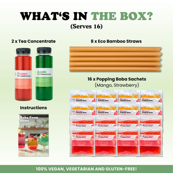 Bubble Tea Kit | Apple & Mango Fruit Tea with Popping Boba (serves 16) Bubble Tea Kit Tempo Tea Bar 