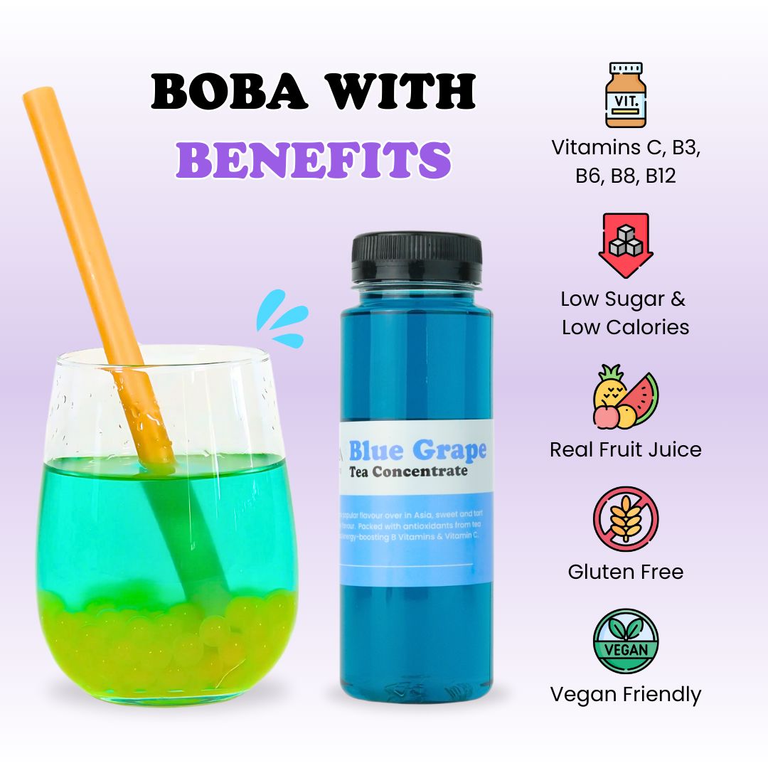 Bubble Tea Kit | Blue Grape Fruit Bubble Tea with Popping Boba Bubble Tea Kit Tempo Tea Bar 