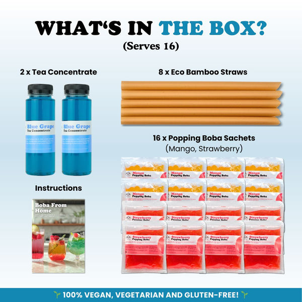 Bubble Tea Kit | Blue Grape Fruit Bubble Tea with Popping Boba Bubble Tea Kit Tempo Tea Bar 