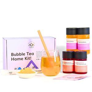 Bubble Tea Kit | Mango Fruit Bubble Tea with Popping Boba Bubble Tea Kit Tempo Tea Bar 