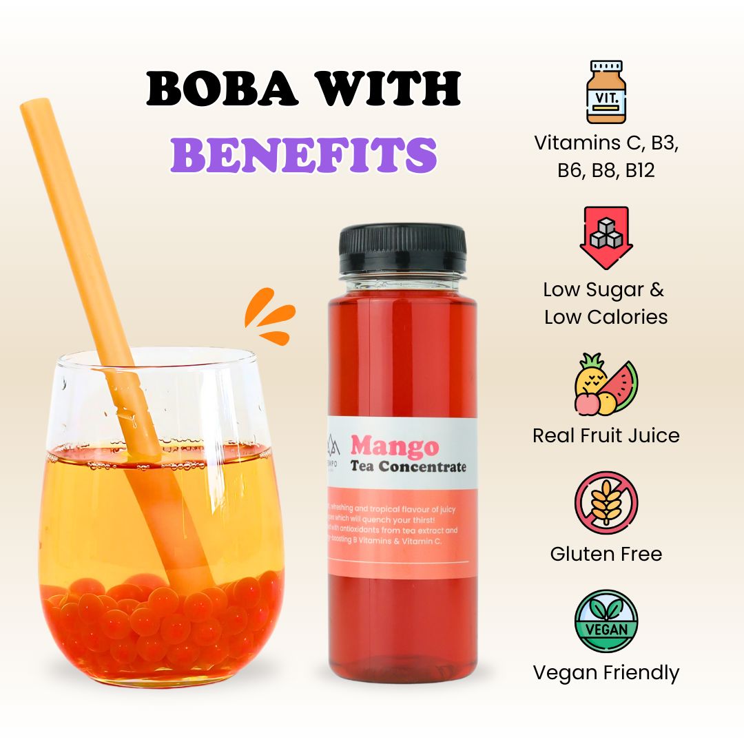 Bubble Tea Kit | Mango Fruit Bubble Tea with Popping Boba Bubble Tea Kit Tempo Tea Bar 