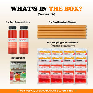 Bubble Tea Kit | Mango Fruit Bubble Tea with Popping Boba Bubble Tea Kit Tempo Tea Bar 