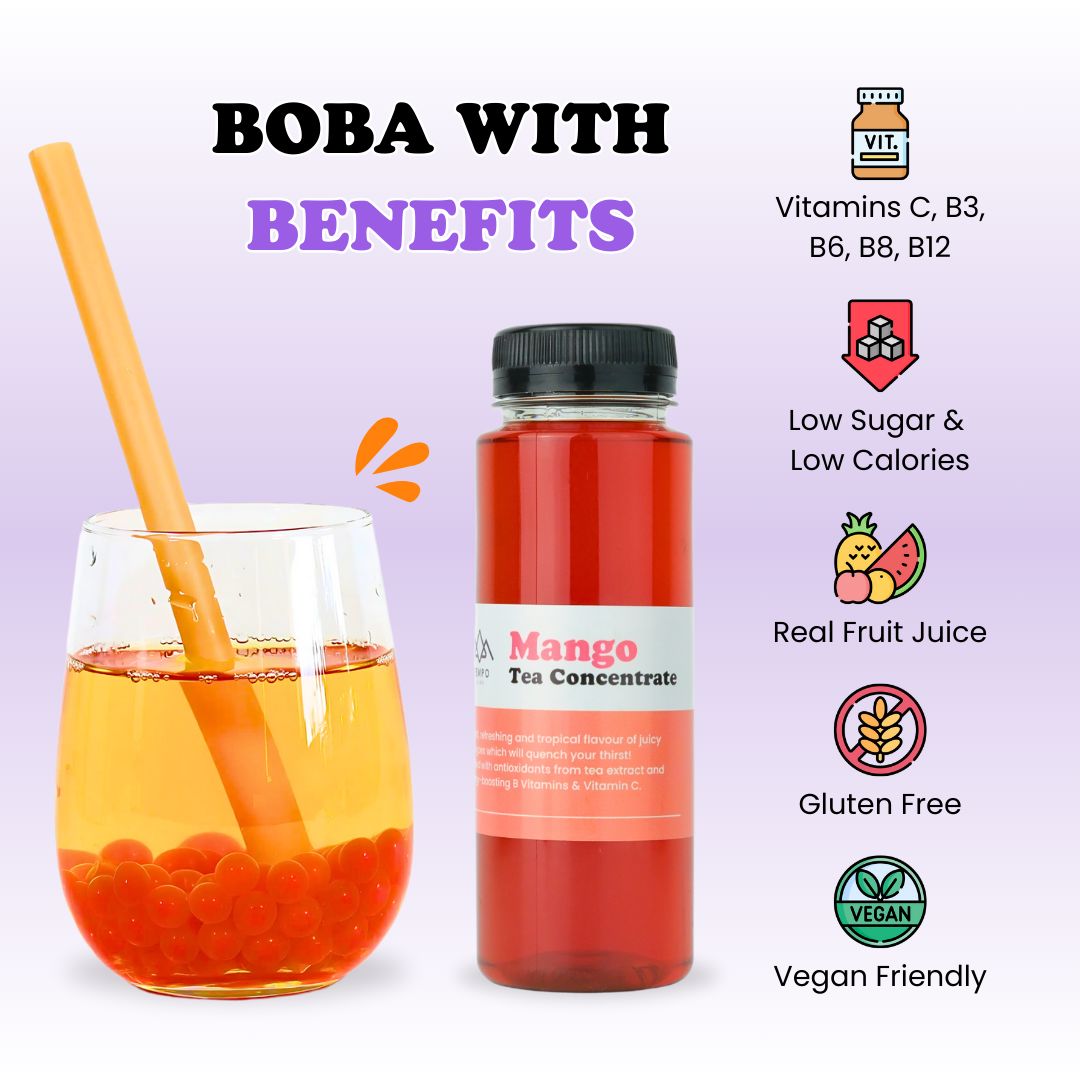 Bubble Tea Kit | Mango & Strawberry Fruit Tea with Popping Boba (serves 12) Bubble Tea Kit Tempo Tea Bar 