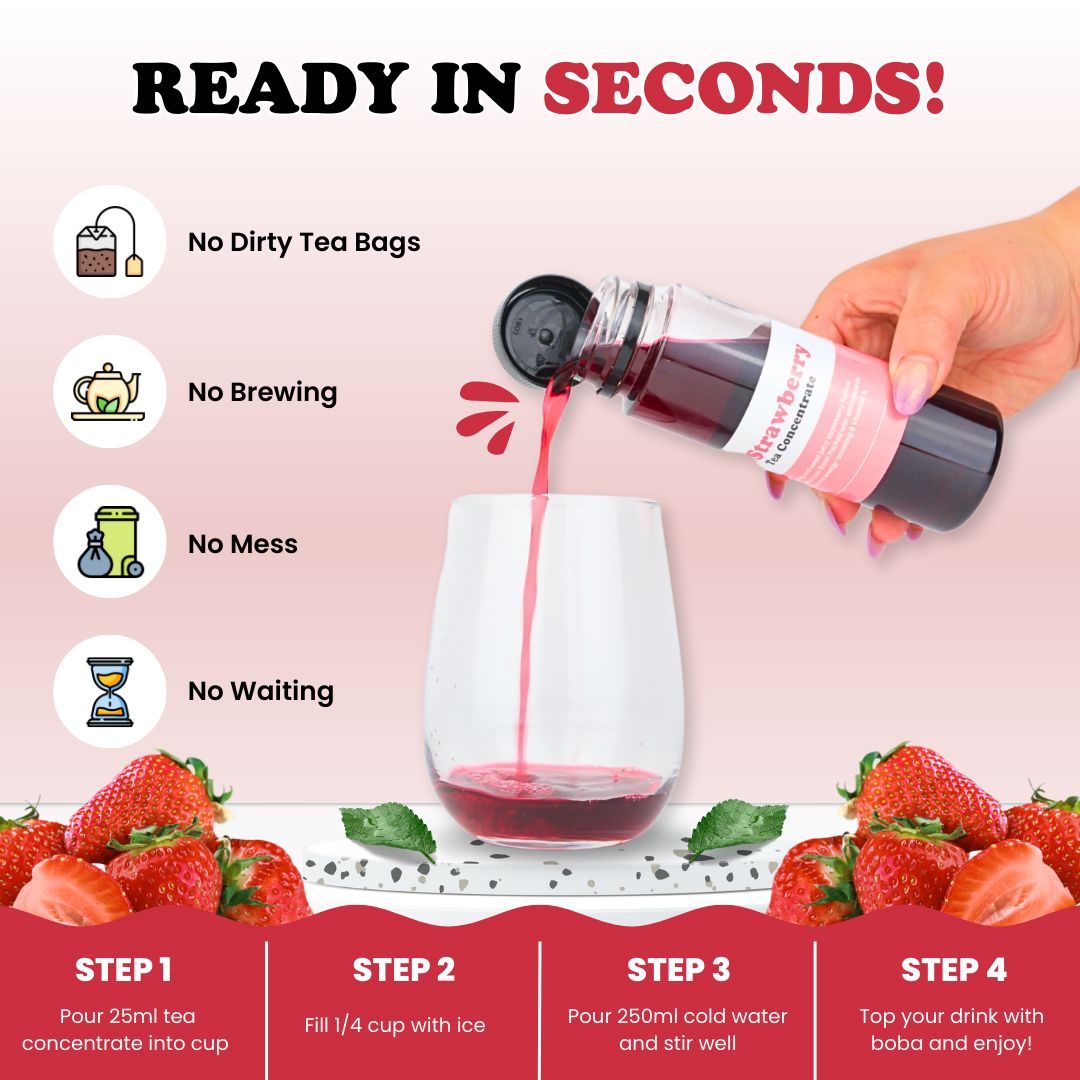 Bubble Tea Kit | Mango & Strawberry Fruit Tea with Popping Boba (serves 16) Bubble Tea Kit Tempo Tea Bar 