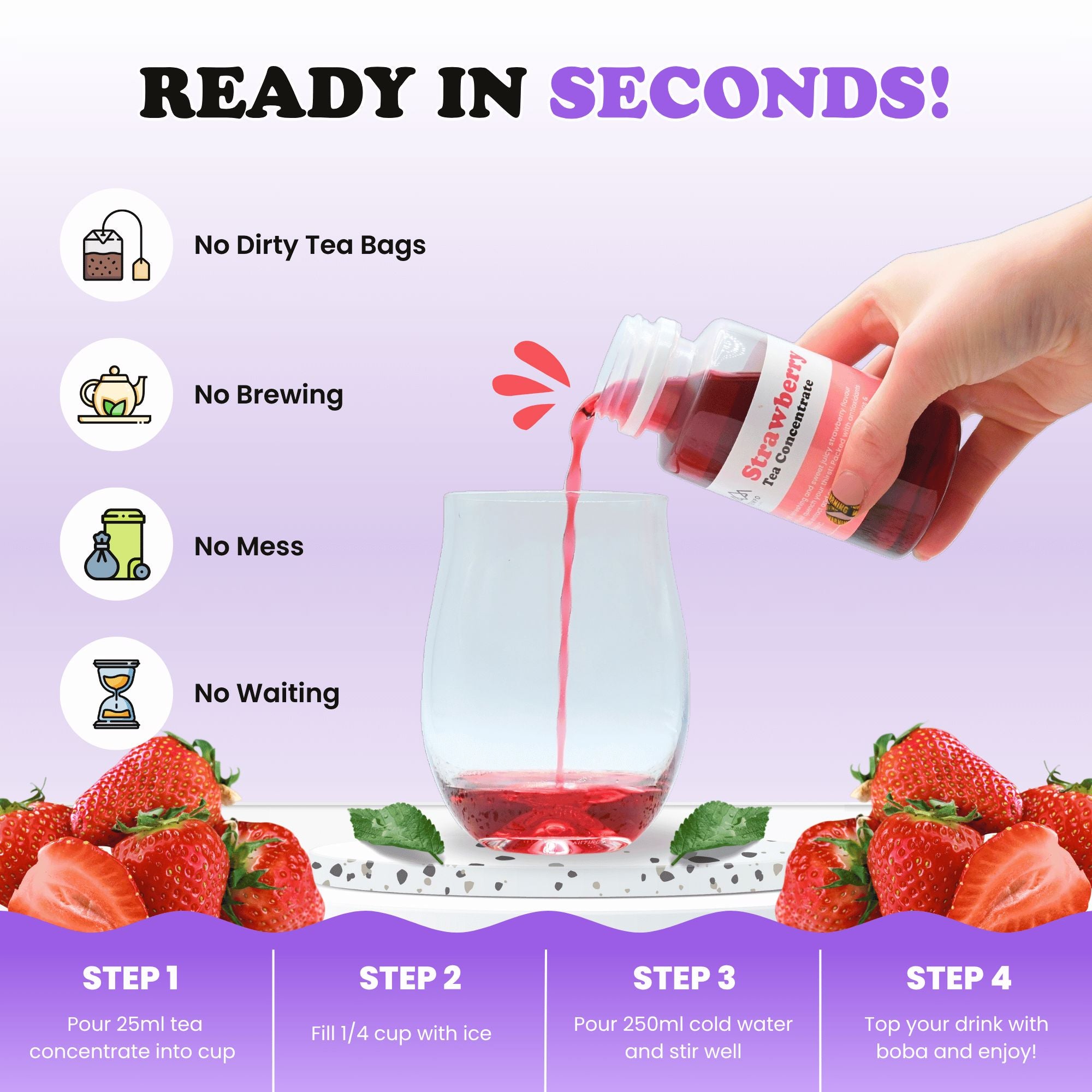 Bubble Tea Kit | Strawberry & Blue Grape Fruit Tea with Popping Boba (serves 12) Bubble Tea Kit Tempo Tea Bar 
