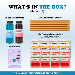 Bubble Tea Kit | Strawberry & Blue Grape Fruit Tea with Popping Boba (serves 16) Bubble Tea Kit Tempo Tea Bar 