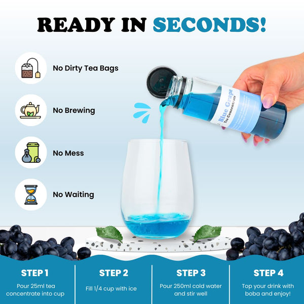 Bubble Tea Kit | Strawberry & Blue Grape Fruit Tea with Popping Boba (serves 16) Bubble Tea Kit Tempo Tea Bar 