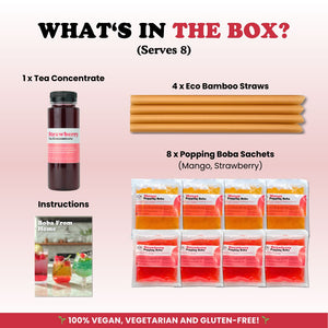 Bubble Tea Kit | Strawberry Fruit Bubble Tea with Popping Boba Bubble Tea Kit Tempo Tea Bar 