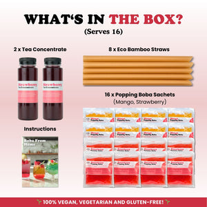 Bubble Tea Kit | Strawberry Fruit Bubble Tea with Popping Boba Bubble Tea Kit Tempo Tea Bar 