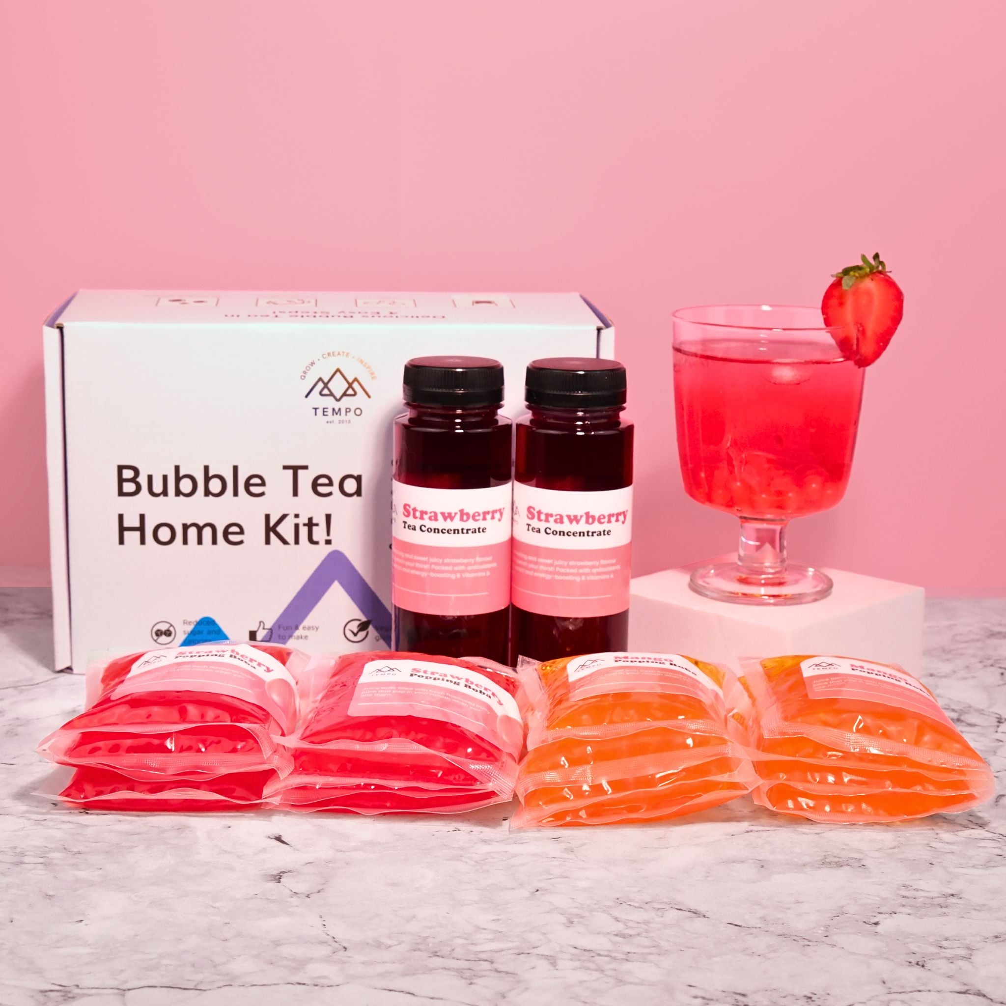 Bubble Tea Kit Subscription Box | Mixed Flavour Bubble Tea | Serves 16 Bubble Tea Kit Tempo Tea Bar 