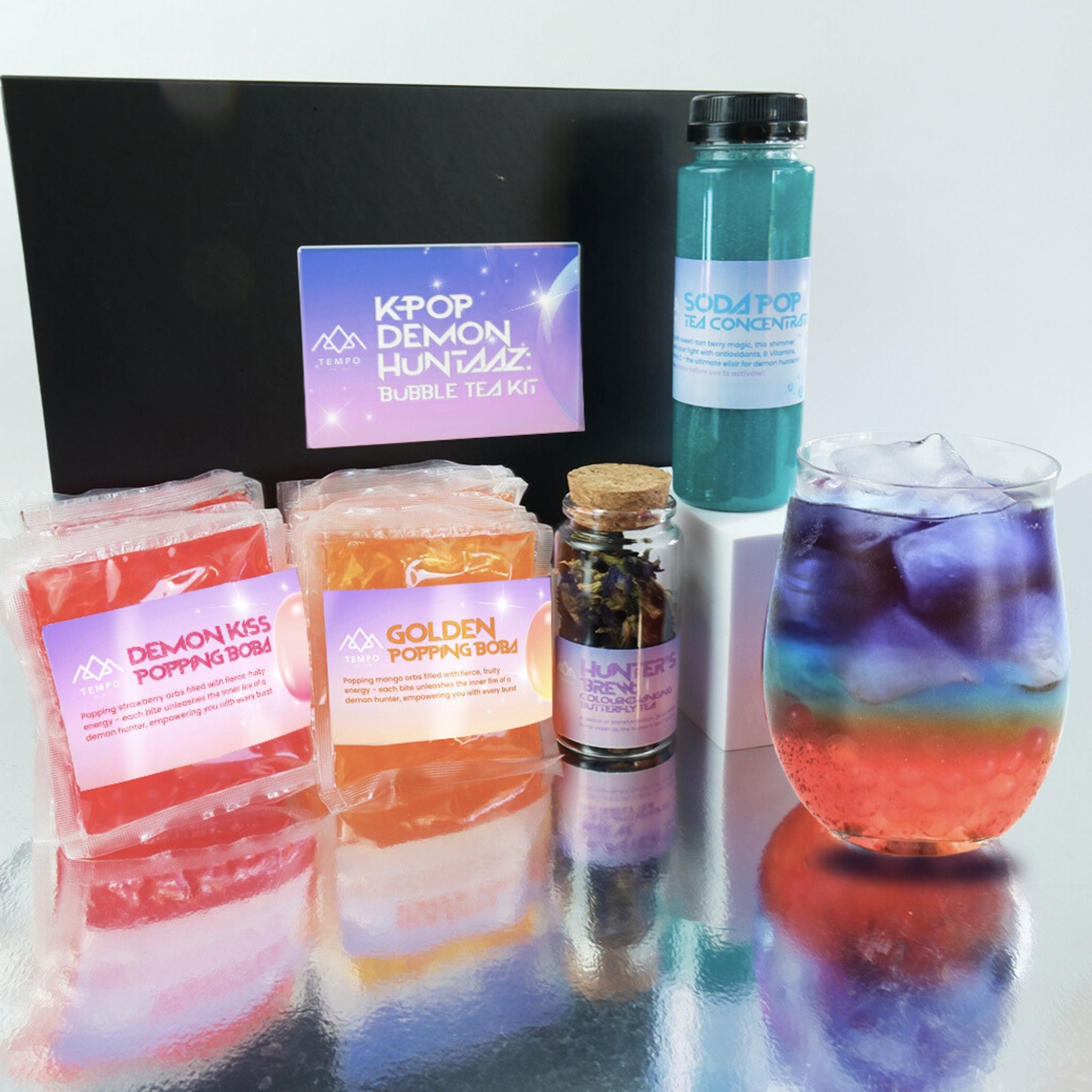 [PRE-ORDER]⚡ K-Pop Demon Huntaaz Bubble Tea Kit ⚡ Bubble Tea Tempo Tea Bar 