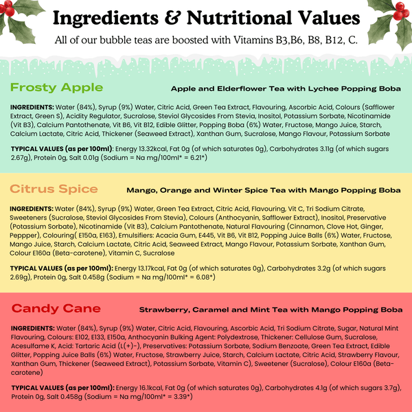 [PRE-ORDER] Limited Edition: Christmas Bubble Tea Cans - 6 Pack Christmas Tempo Tea Bar 