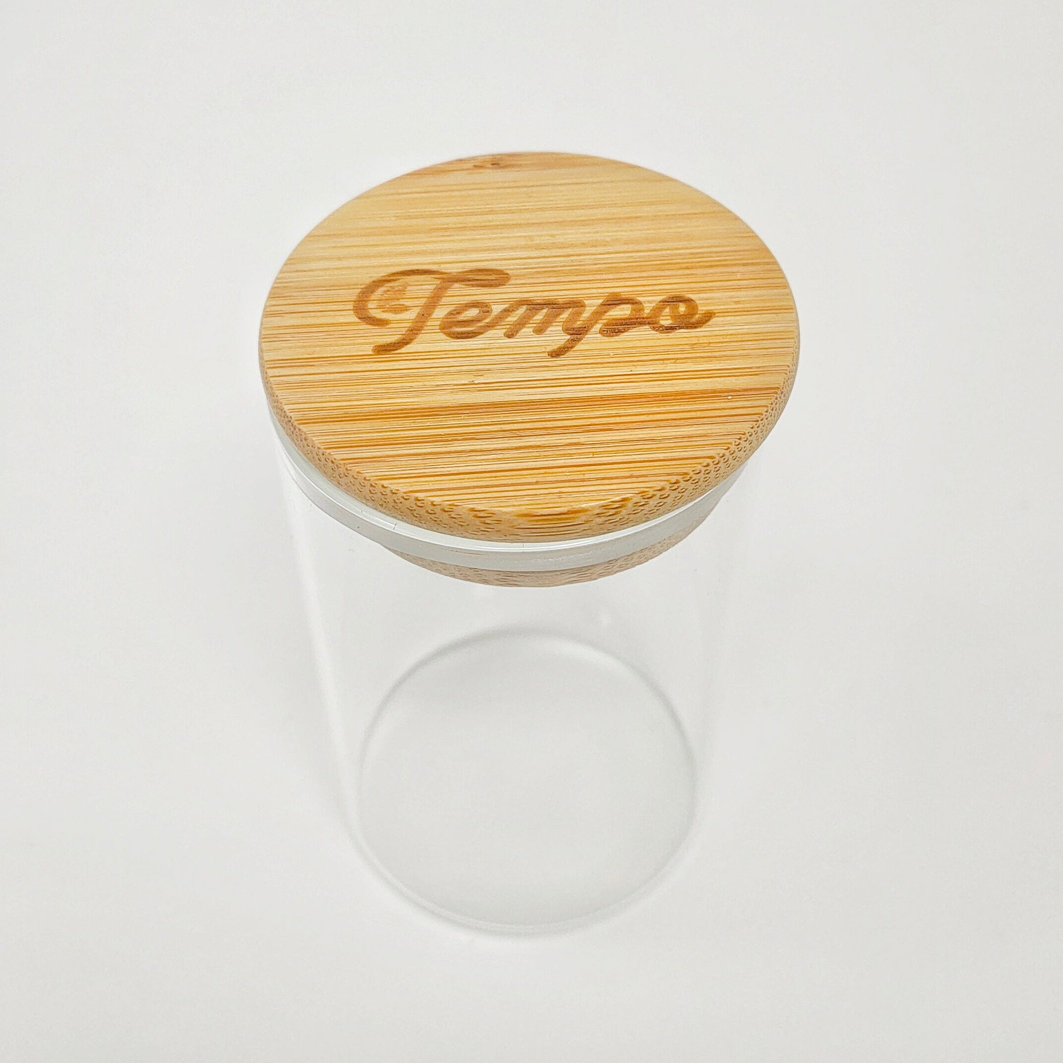 Tempo Reusable Bamboo Round Glass Airtight Storage Jar (300ml)