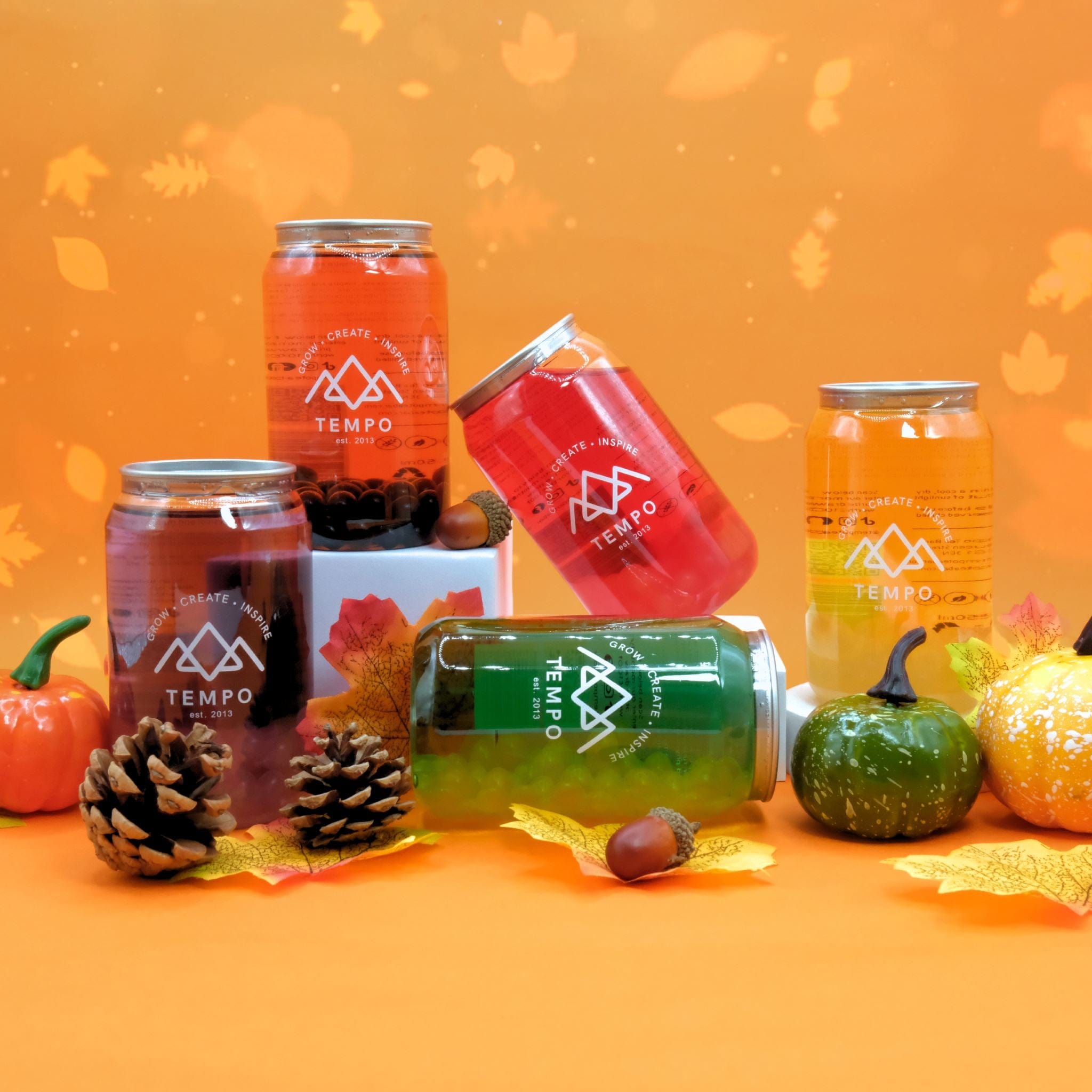 Tempo Tea Bar Bubble Tea Autumn Series Bubble Tea Cans - Mixed 5 Pack (350ml)