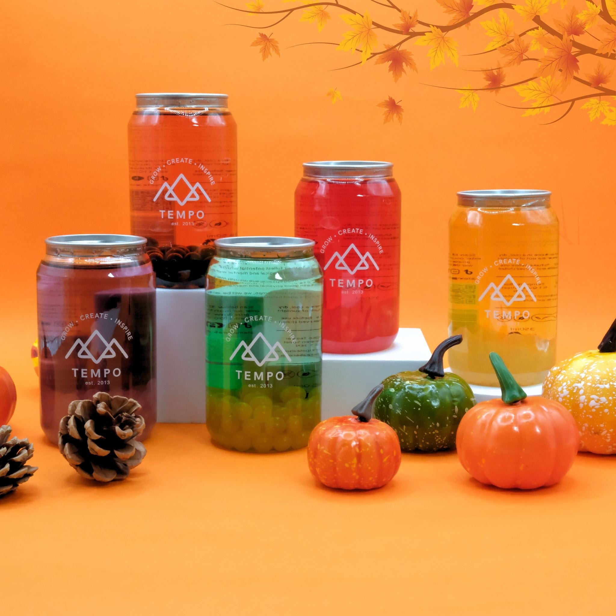 Tempo Tea Bar Bubble Tea Autumn Series Bubble Tea Cans - Mixed 5 Pack (350ml)