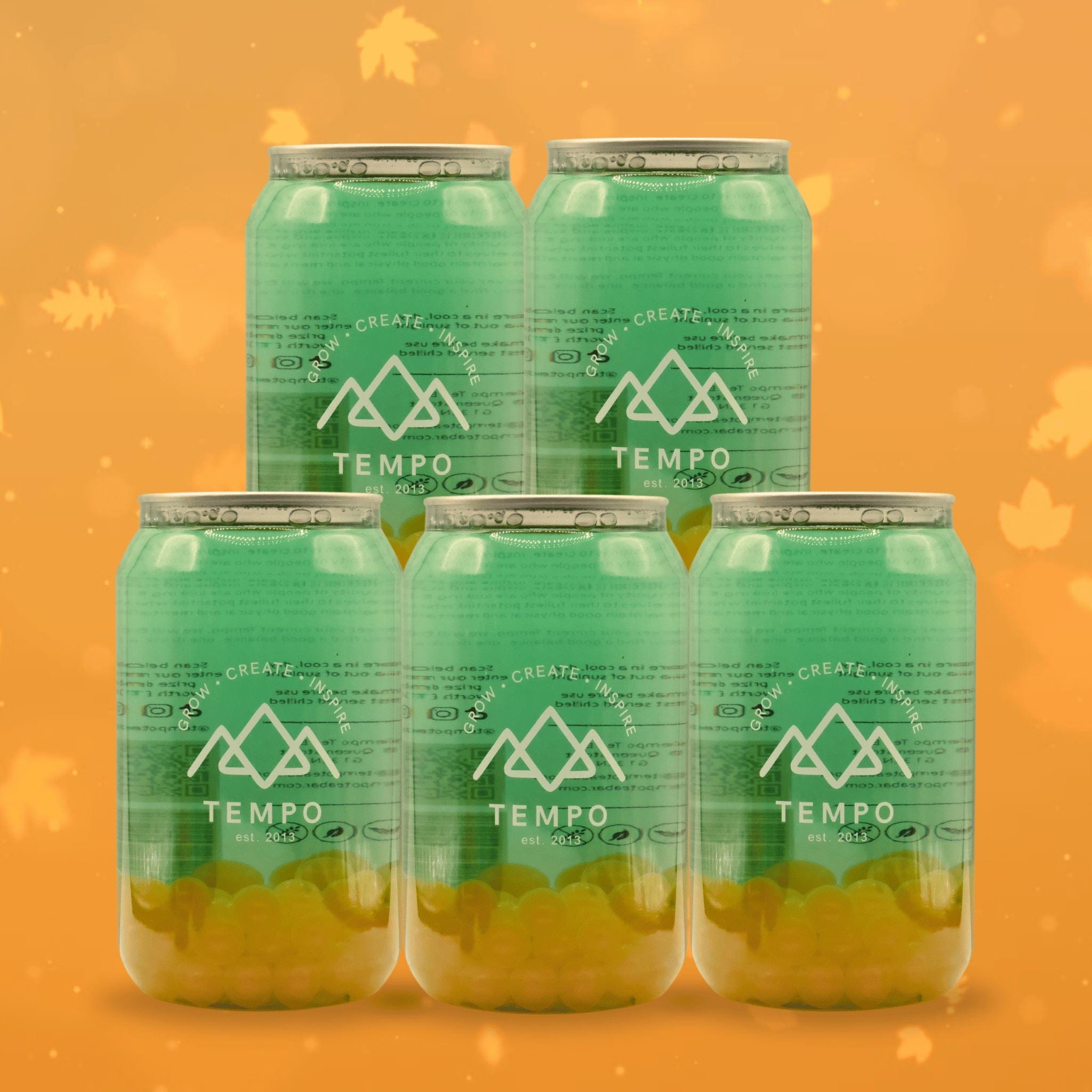 Tempo Tea Bar Bubble Tea Autumn Whisper Bubble Tea Cans - 5 Pack (350ml)