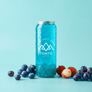 Tempo Tea Bar Bubble Tea Bubble Tea Cans | Blue Grape Fruit Tea with Lychee Popping Boba - 5 Pack (500ml)