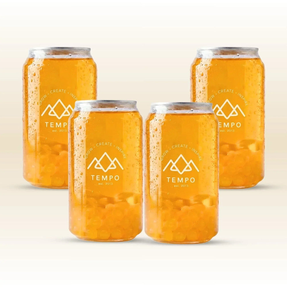 Tempo Tea Bar Bubble Tea Bubble Tea Cans | Mango Fruit Tea with Passionfruit Popping Boba - 4 Pack (330ml)