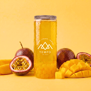 Tempo Tea Bar Bubble Tea Bubble Tea Cans | Mango Fruit Tea with Passionfruit Popping Boba - 5 Pack (330ml)