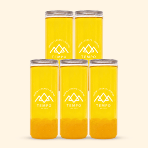 Tempo Tea Bar Bubble Tea Bubble Tea Cans | Mango Fruit Tea with Passionfruit Popping Boba - 5 Pack (330ml)