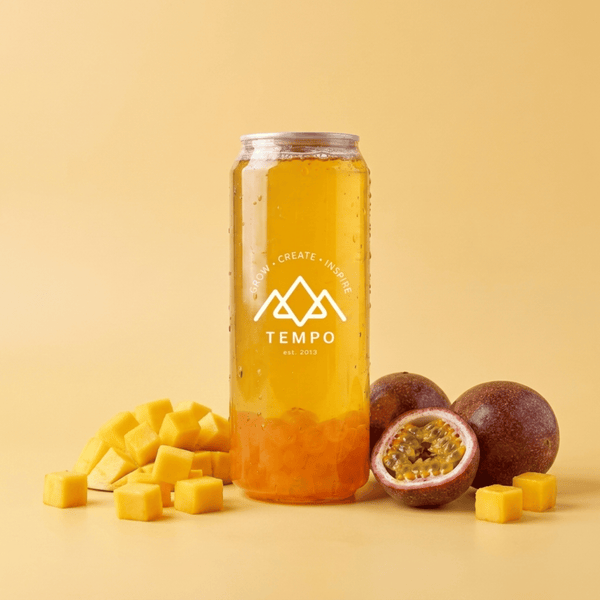 Tempo Tea Bar Bubble Tea Bubble Tea Cans | Mango Fruit Tea with Passionfruit Popping Boba - 5 Pack (500ml)