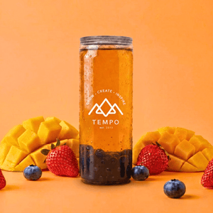 Tempo Tea Bar Bubble Tea Bubble Tea Cans | Mangoberry Fruit Tea with Blueberry Popping Boba - 5 Pack (330ml)
