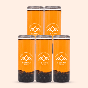 Tempo Tea Bar Bubble Tea Bubble Tea Cans | Mangoberry Fruit Tea with Blueberry Popping Boba - 5 Pack (330ml)
