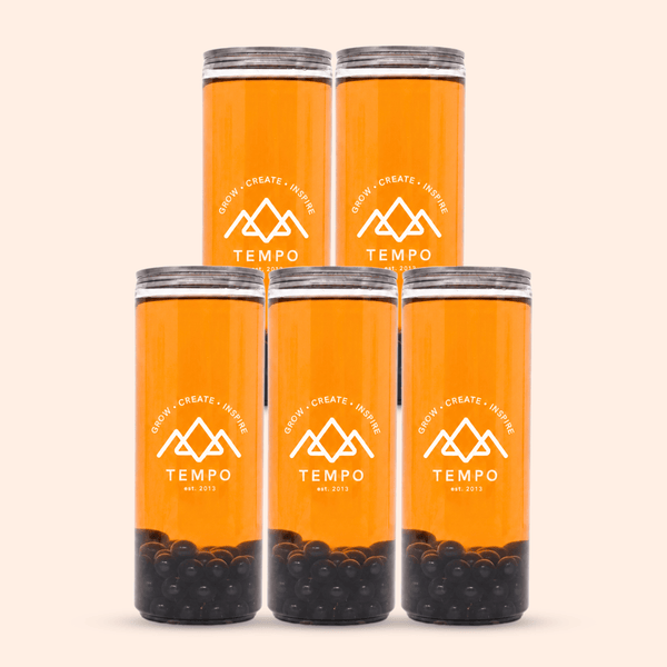 Tempo Tea Bar Bubble Tea Bubble Tea Cans | Mangoberry Fruit Tea with Blueberry Popping Boba - 5 Pack (330ml)