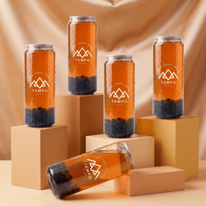 Tempo Tea Bar Bubble Tea Bubble Tea Cans | Mangoberry Fruit Tea with Blueberry Popping Boba - 5 Pack (500ml)